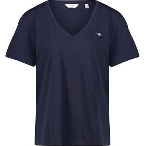 GANT Dam Reg Shield Ss V-neck T-shirt, Kvällsblå, XXL GANT Dam Reg Shield Ss V-neck T-shirt, Kvällsblå, XXL
