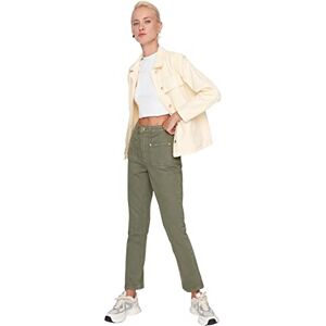 Trendyol Kvinna hög midja, raka ben, bootcut & flared jeans, Khaki, 42 SE Trendyol Kvinna hög midja, raka ben, bootcut & flared jeans, Khaki, 42 SE