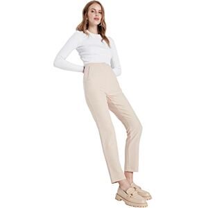 Trendyol Dam hög midja raka ben cigarettbyxor byxor, BEIgE, 62 SE Trendyol Dam hög midja raka ben cigarettbyxor byxor, BEIgE, 62 SE