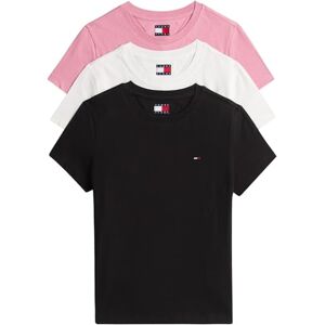 Tommy Jeans TJW 3-pack C-hals T-tröja DW0DW22175, Multi, XS, Multi (svart/Ecru/mystisk rosa), XS Tommy Jeans TJW 3-pack C-hals T-tröja DW0DW22175, Multi, XS, Multi (svart/Ecru/mystisk rosa), XS