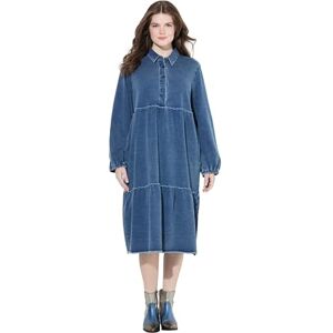 Ulla Popken dam sweatshirtklänning med nivåer casual klänning, indigo denim, 46-48 Ulla Popken dam sweatshirtklänning med nivåer casual klänning, indigo denim, 46-48