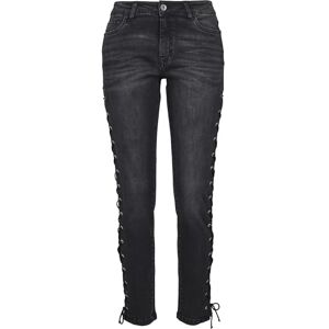Urban Classics Dam, denim, snörning, smala byxor, jeans, Svart tvättad, 54 SE Urban Classics Dam, denim, snörning, smala byxor, jeans, Svart tvättad, 54 SE