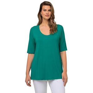 Ulla Popken dam-t-shirt, främre dubbelskiktad, V-hals, halvärmad, grön, 42/44, Grön, 42-44 Ulla Popken dam-t-shirt, främre dubbelskiktad, V-hals, halvärmad, grön, 42/44, Grön, 42-44