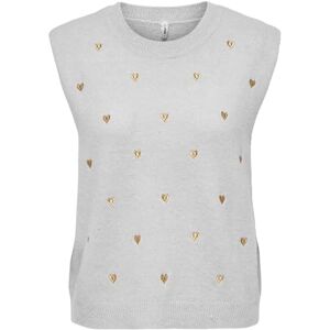 ONLY Onlmelody Sl Embroidery O-hals Cs KNT, Ljusgrå melange, S ONLY Onlmelody Sl Embroidery O-hals Cs KNT, Ljusgrå melange, S