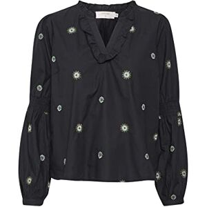 Cream dam blus skjorta Embroidery V-Neck Frill Details, Pitch Black, 34 Cream dam blus skjorta Embroidery V-Neck Frill Details, Pitch Black, 34