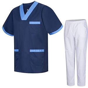 MISEMIYA Sanitär Uniform Unisex Medicinska sanitära uniformer med Vit Byxor 817-8312-VIT, Blå 8171-8, 3XL MISEMIYA Sanitär Uniform Unisex Medicinska sanitära uniformer med Vit Byxor 817-8312-VIT, Blå 8171-8, 3XL
