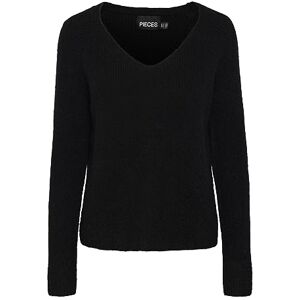 PIECES Pcellen Ls V-ringad stickad Noos Bc pullover tröja, Svart, XL PIECES Pcellen Ls V-ringad stickad Noos Bc pullover tröja, Svart, XL