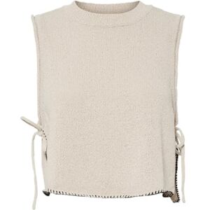 PIECES Pcfarah Knit Sl Tie Top Bc, Sandskal, M PIECES Pcfarah Knit Sl Tie Top Bc, Sandskal, M