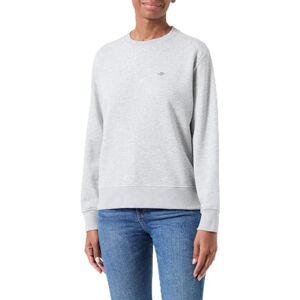 GANT Sköld för kvinnor, C-hals, sweatshirt, Ljusgrå melange, S GANT Sköld för kvinnor, C-hals, sweatshirt, Ljusgrå melange, S