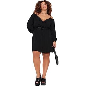Trendyol kvinnor A-linje avslappnad passform vävd plus size klänning, svart, 48 SE Trendyol kvinnor A-linje avslappnad passform vävd plus size klänning, svart, 48 SE
