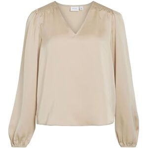 Vila Viellette L/S Smock satintopp – Noos, Cement, 34 Vila Viellette L/S Smock satintopp – Noos, Cement, 34