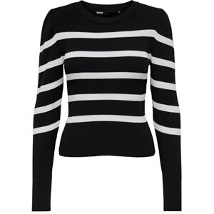 ONLY Kvinnors Onlly L/S puff KNT NOOS tröja, svart/ränder:W. Cloud Dancer, S ONLY Kvinnors Onlly L/S puff KNT NOOS tröja, svart/ränder:W. Cloud Dancer, S