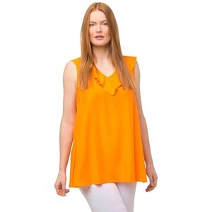 Ulla Popken , Damer, stora storlekar, blustopp med volang, Kraftig orange, 42-44 Ulla Popken , Damer, stora storlekar, blustopp med volang, Kraftig orange, 42-44