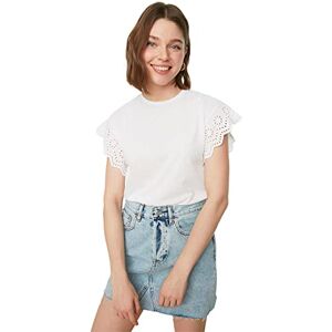Trendyol Kvinnors White Brode Detailed stickad blus, L Trendyol Kvinnors White Brode Detailed stickad blus, L