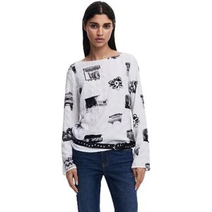 Desigual Blus_tique T-shirt för kvinnor, Vit, L Desigual Blus_tique T-shirt för kvinnor, Vit, L
