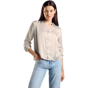 Street One satinskjorta blus, Slät sand beige, 44 Street One satinskjorta blus, Slät sand beige, 44