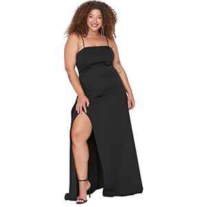 Trendyol Dam stora storlekar maxi bodycon figurnära tyg plus size klänning, svart, 46 SE Trendyol Dam stora storlekar maxi bodycon figurnära tyg plus size klänning, svart, 46 SE