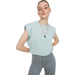 Trendyol Ärmlös grundläggande T-shirt för kvinnor, blå, M Trendyol Ärmlös grundläggande T-shirt för kvinnor, blå, M