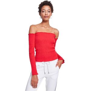 Urban Classics Dam Cold Shoulder Smoke L/S långärmad tröja, Röd (Fire Red 00697), XS Urban Classics Dam Cold Shoulder Smoke L/S långärmad tröja, Röd (Fire Red 00697), XS