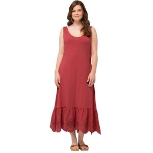 Ulla Popken Ulla popkar, kvinnor, stora storlekar, jerseyrem klänning med broderi, Korall, 46/48 SE Ulla Popken Ulla popkar, kvinnor, stora storlekar, jerseyrem klänning med broderi, Korall, 46/48 SE