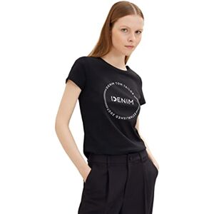 TOM TAILOR Denim Damer T-shirt 1035361, 14482 Deep Black, L TOM TAILOR Denim Damer T-shirt 1035361, 14482 Deep Black, L