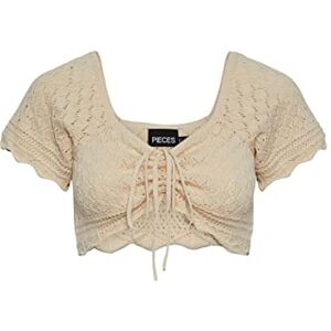 PIECES PCBLUMA SS Knit TOP BC SWW, Vit rök, M PIECES PCBLUMA SS Knit TOP BC SWW, Vit rök, M