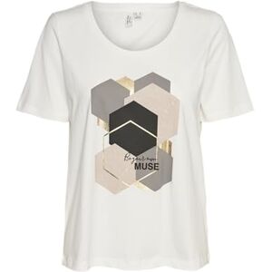 VERO MODA VMVISLANA S/S O-hals T-shirt JRS BTQ GA, Snövit/tryck: mus i silver Clod W. Guld folie, M VERO MODA VMVISLANA S/S O-hals T-shirt JRS BTQ GA, Snövit/tryck: mus i silver Clod W. Guld folie, M