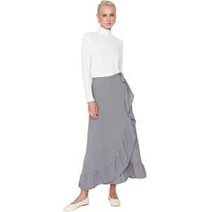 Trendyol Dam design midi wrapover vanliga vävda blygsamma kjolar, Grått, 62 SE Trendyol Dam design midi wrapover vanliga vävda blygsamma kjolar, Grått, 62 SE