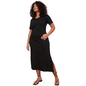 Trendyol kvinnor plus size midi jerseyklänning avslappnad stickad plusstorlek klänning, Svart, XXL stor Trendyol kvinnor plus size midi jerseyklänning avslappnad stickad plusstorlek klänning, Svart, XXL stor