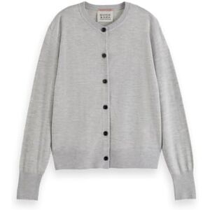 Scotch & Soda Crew Neck Relaxed Cardigan Tröja, Ljusgrå melange 1161, S Scotch & Soda Crew Neck Relaxed Cardigan Tröja, Ljusgrå melange 1161, S