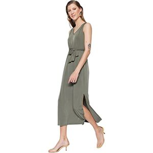 Trendyol Dam A-linje normal passform stickad klänning, khaki, XL, Khaki, XL Trendyol Dam A-linje normal passform stickad klänning, khaki, XL, Khaki, XL