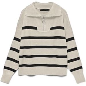 VERO MODA VMSABA stickad tröja, Björk/ränder: svart, M VERO MODA VMSABA stickad tröja, Björk/ränder: svart, M