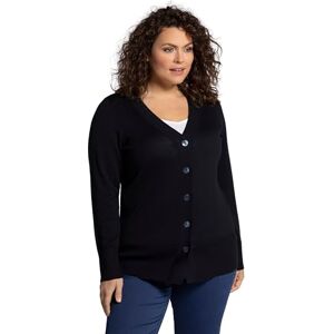 Ulla Popken dam stora storlekar överdimensionerade plus size kofta, V-hals, knapplist, finstickad marin 54 791605130-54+, Blå marinblå, 54 SE Ulla Popken dam stora storlekar överdimensionerade plus size kofta, V-hals, knapplist, finstickad marin 54 791605130-54+, Blå marinblå, 54 SE
