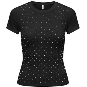ONLY Onlarnhem S/S strass top JRS, svart, S ONLY Onlarnhem S/S strass top JRS, svart, S
