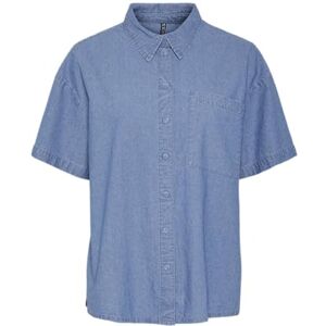 PIECES dam Pcmia Ss denim mm t-shirt, Ljusblå denim, L PIECES dam Pcmia Ss denim mm t-shirt, Ljusblå denim, L