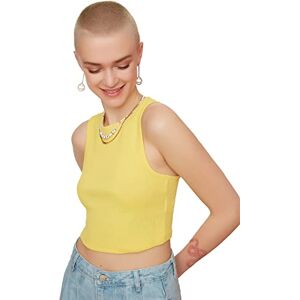 Trendyol Kvinnors gul hantelkrage rörande crop stickad idrottare t-shirt, gul, stor Trendyol Kvinnors gul hantelkrage rörande crop stickad idrottare t-shirt, gul, stor