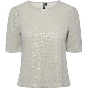 PIECES PC 2/4 O-hals topp, SILVER, M PIECES PC 2/4 O-hals topp, SILVER, M