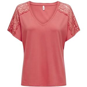 ONLY ONLMOSTER S/S V-hals spets topp JRS, Rose of Sharon, L ONLY ONLMOSTER S/S V-hals spets topp JRS, Rose of Sharon, L