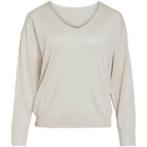 Vila Vinovy L/S V-hals rev stickad topp Noos, Super Light Natural Melan, M Vila Vinovy L/S V-hals rev stickad topp Noos, Super Light Natural Melan, M