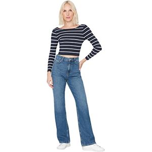 Trendyol kvinnor hög midja breda ben 90-tals breda ben jeans, marinblå, 68 SE Trendyol kvinnor hög midja breda ben 90-tals breda ben jeans, marinblå, 68 SE