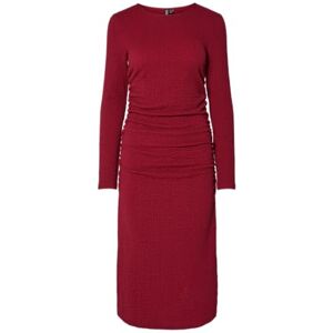 PIECES Pcjamal Ls Midi Rouching Dress JRS Bc, Cykling röd, XS PIECES Pcjamal Ls Midi Rouching Dress JRS Bc, Cykling röd, XS