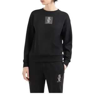 Giorgio Armani dam fyrkantig logotyp, rund hals sweatshirt, svart, L Giorgio Armani dam fyrkantig logotyp, rund hals sweatshirt, svart, L