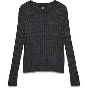 VERO MODA dam Vmflo Ls O-hals tröja Boo, Mörkgrå melange, S VERO MODA dam Vmflo Ls O-hals tröja Boo, Mörkgrå melange, S