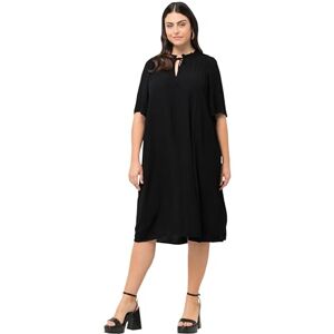 Ulla Popken damer stora storlekar överdimensionerade plus size klänning, volang, A-linje, tunika halsringning, halvärm 816748, svart, 46/48 SE Ulla Popken damer stora storlekar överdimensionerade plus size klänning, volang, A-linje, tunika halsringning, halvärm 816748, svart, 46/48 SE