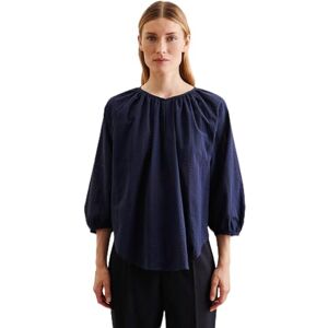 Seidensticker Sidendekal dam slip-blus – modeblus – normal passform – rund hals – 3/4-ärm – bomullsblandning – stretch, Marinblå, 38 Seidensticker Sidendekal dam slip-blus – modeblus – normal passform – rund hals – 3/4-ärm – bomullsblandning – stretch, Marinblå, 38