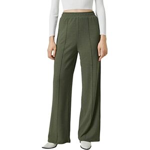 Koton Dam vida ben byxor elastisk midja ribbade byxor, Khaki (801), XL Koton Dam vida ben byxor elastisk midja ribbade byxor, Khaki (801), XL