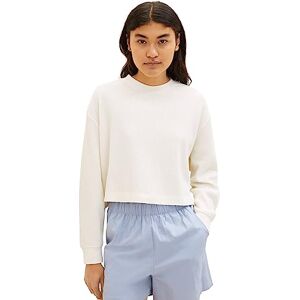 TOM TAILOR Denim dam skuren basic sweatshirt, 10348-gardenia vit, L TOM TAILOR Denim dam skuren basic sweatshirt, 10348-gardenia vit, L