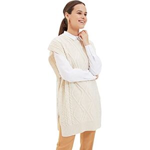 Trendyol Dam mode avslappnad passform basic rund hals tröja blygsam tröja, Beige, 36/38 SE Trendyol Dam mode avslappnad passform basic rund hals tröja blygsam tröja, Beige, 36/38 SE