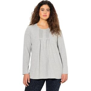 Ulla Popken damer stora storlekar, plus size skjorta, veck, pärlor, A-linje, rund hals, långärmad, Ljusgrå lång, 46-48 Ulla Popken damer stora storlekar, plus size skjorta, veck, pärlor, A-linje, rund hals, långärmad, Ljusgrå lång, 46-48