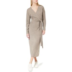 DESIRES Etal långärmad midi wrap stickad klänning, Tuffet Melange, S DESIRES Etal långärmad midi wrap stickad klänning, Tuffet Melange, S